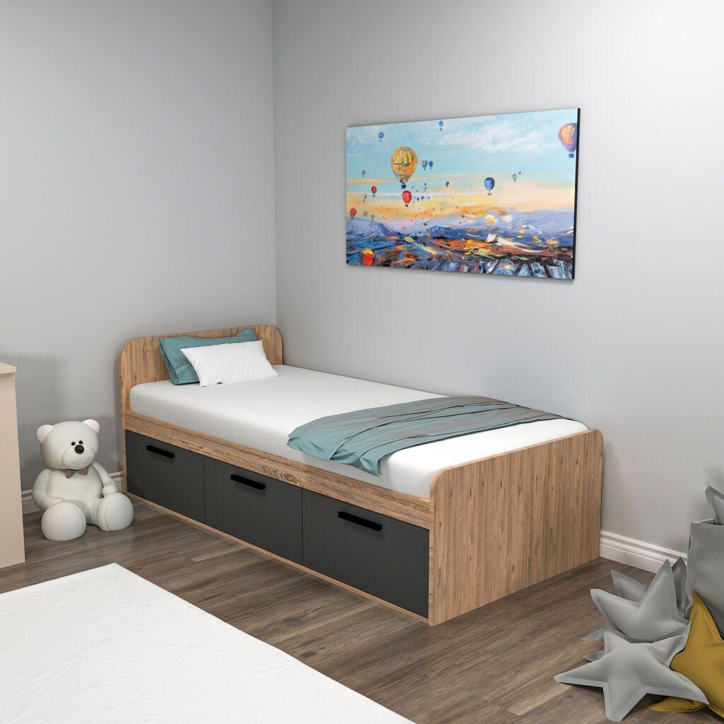 Hanah Home Ram za krevet Akser, 91x50x193.6 cm, Smeđa boja