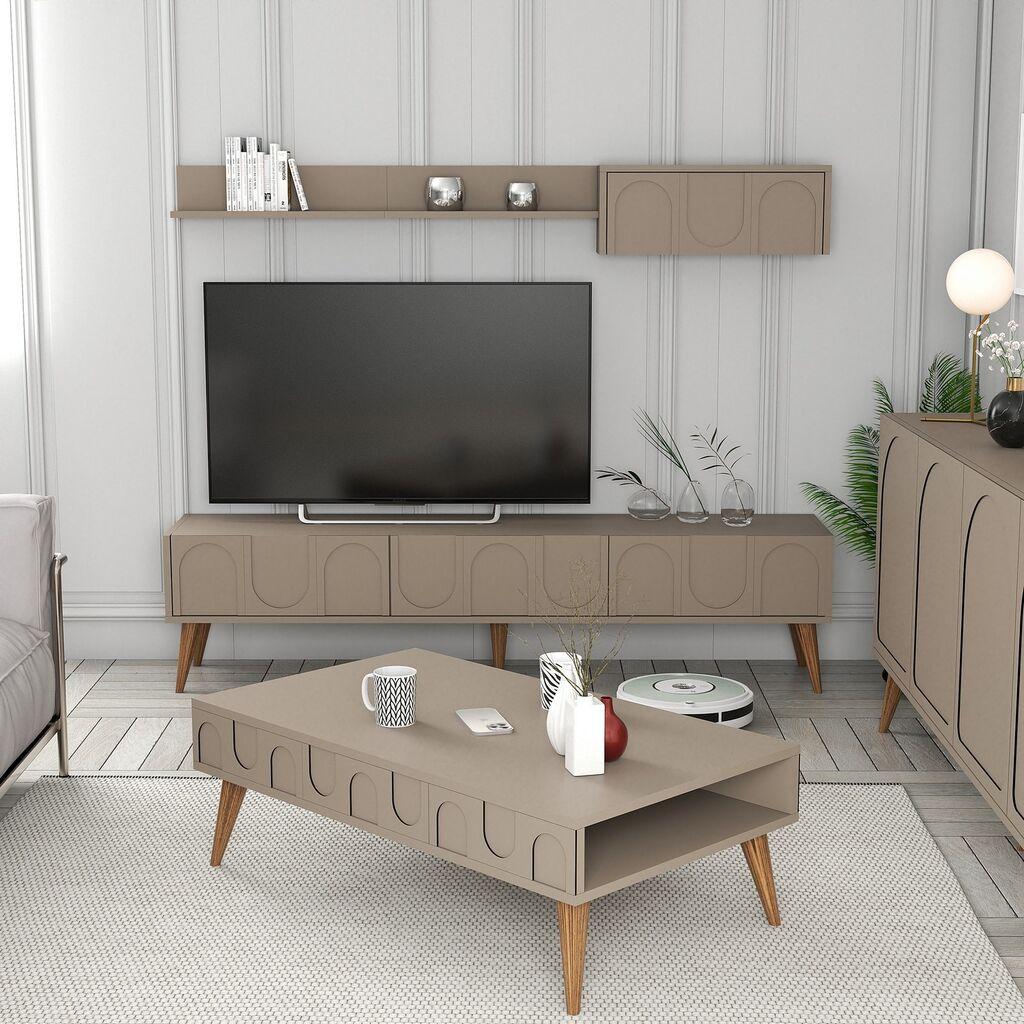 Hanah Home Set TV komoda i klub sto Lyon 3, 4 komada, Braon
