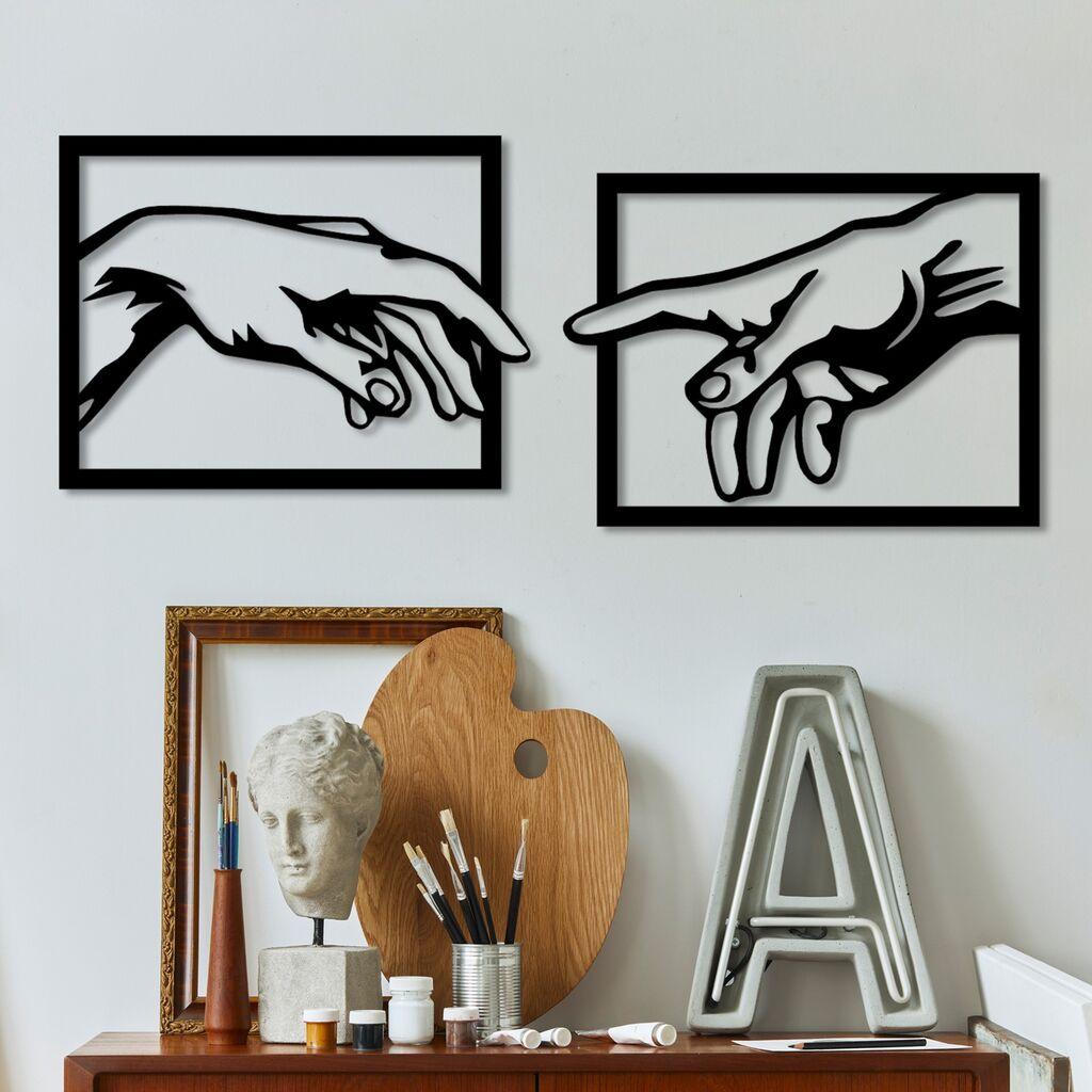Wallity Set zidnih dekoracija Hands, 36x49 cm, 1.5 mm, 2 komada, Crna