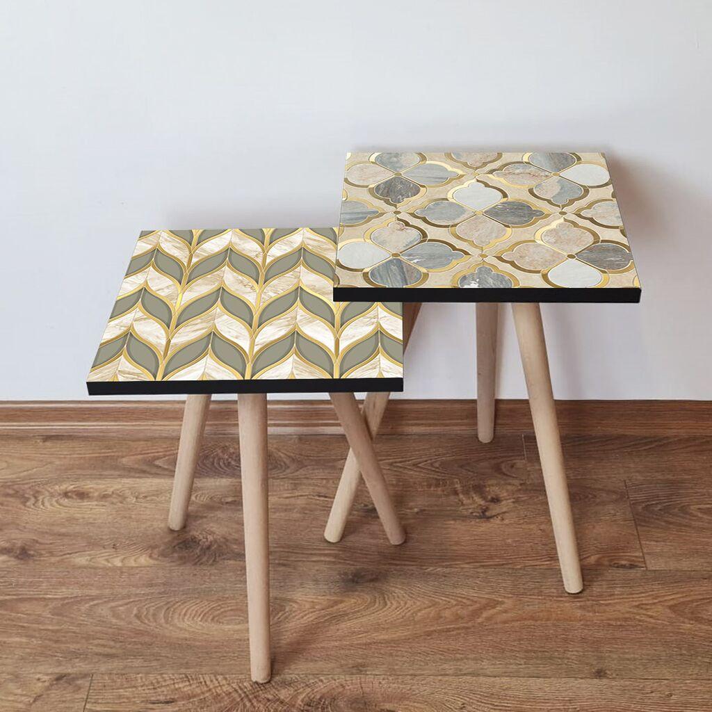 Hanah Home Set klub stočića 2Shp329, 2 komada, Šareni