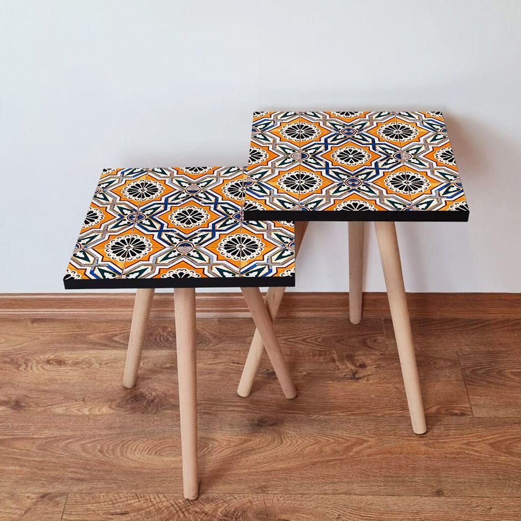 Hanah Home Set klub stočića 2Shp471, 2 komada, Šareni