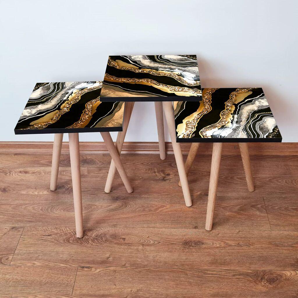 Hanah Home Set klub stočića 3Shp109, 3 komada, Šareni