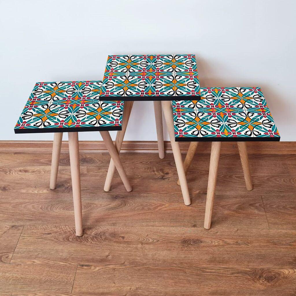 Hanah Home Set klub stočića 3Shp48, 3 komada, Šareni