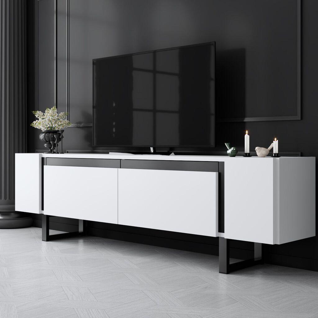 Hanah Home TV Komoda Yildiz, 180x50x30 cm, Belo-Crna