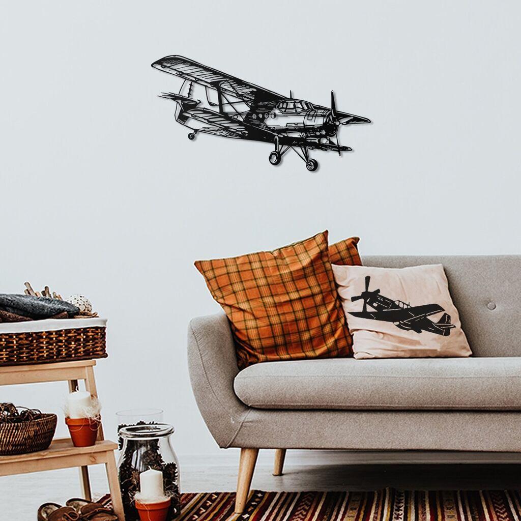 Wallity Zidna dekoracija Airplane-APT322MS, 39x74 cm, 1.5 mm, Crna