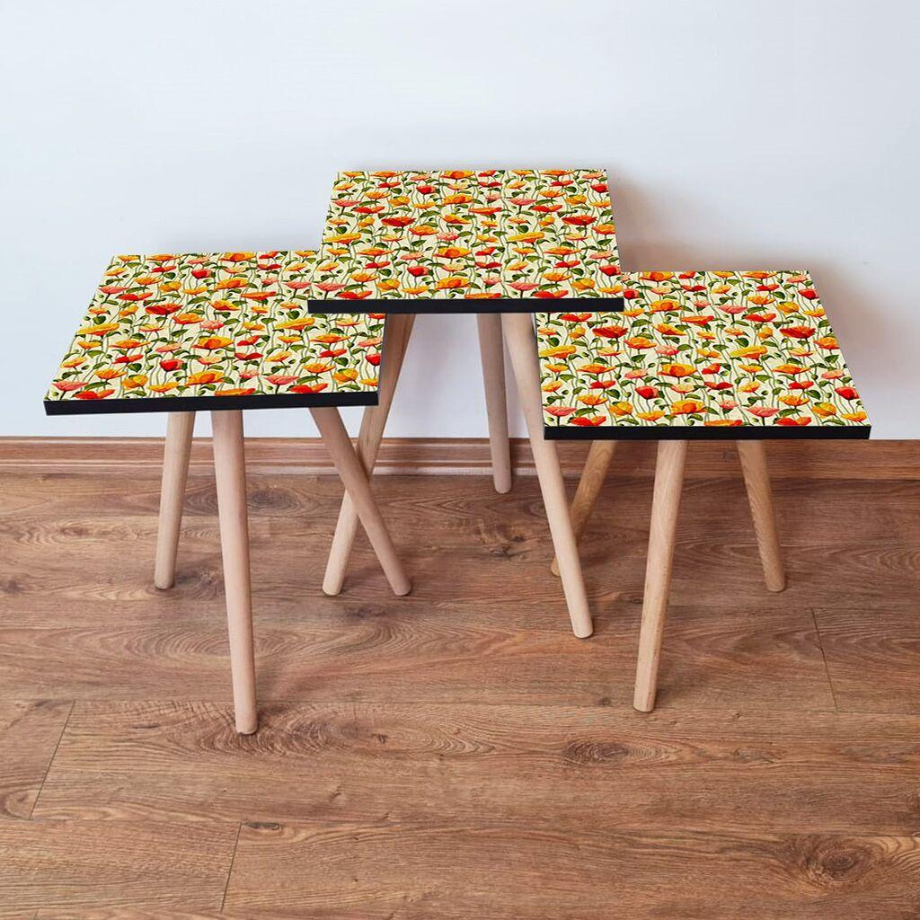 Hanah Home Set klub stočića 3Shp248, 3 komada, Šareni
