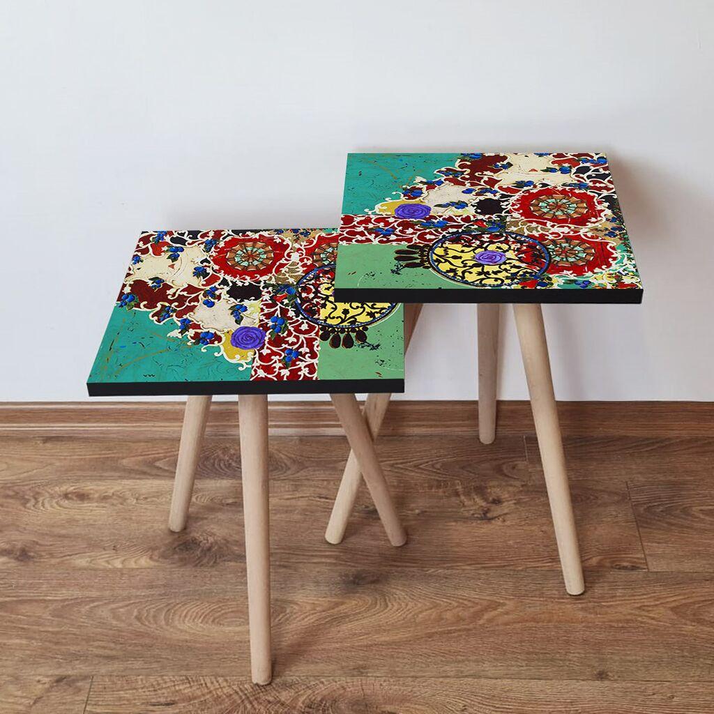 Hanah Home Set klub stočića 2Shp203, 2 komada, Šareni