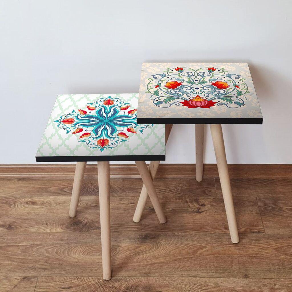 Hanah Home Set klub stočića 2Shp324, 2 komada, Šareni