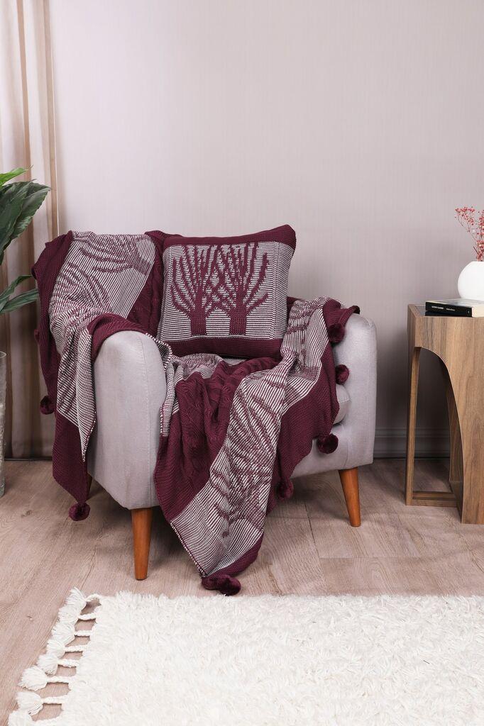 L'essentiel Maison Komplet posteljine Ponpon Tree, 130x170 cm, Bordo