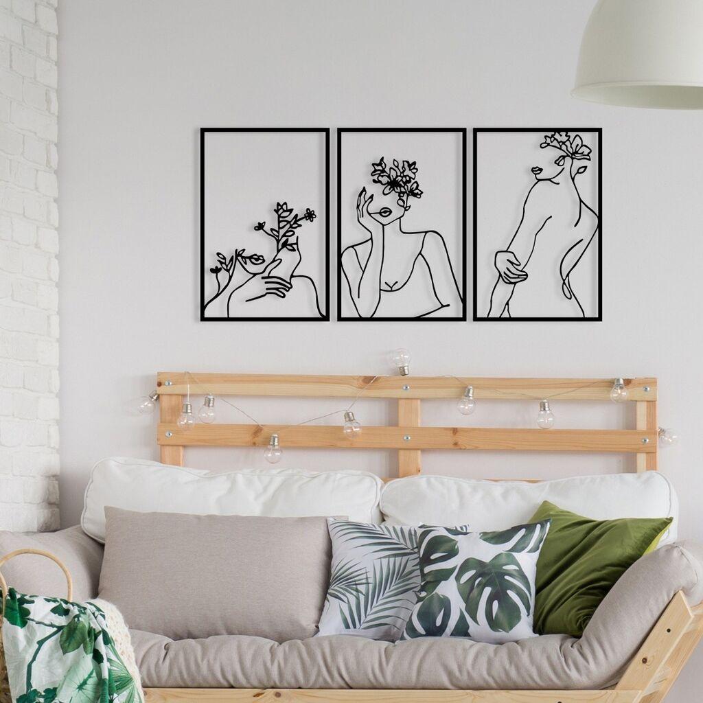 Wallity Zidna dekoracija Flower Face Woman, 94x45 cm, 1.2mm, Crna