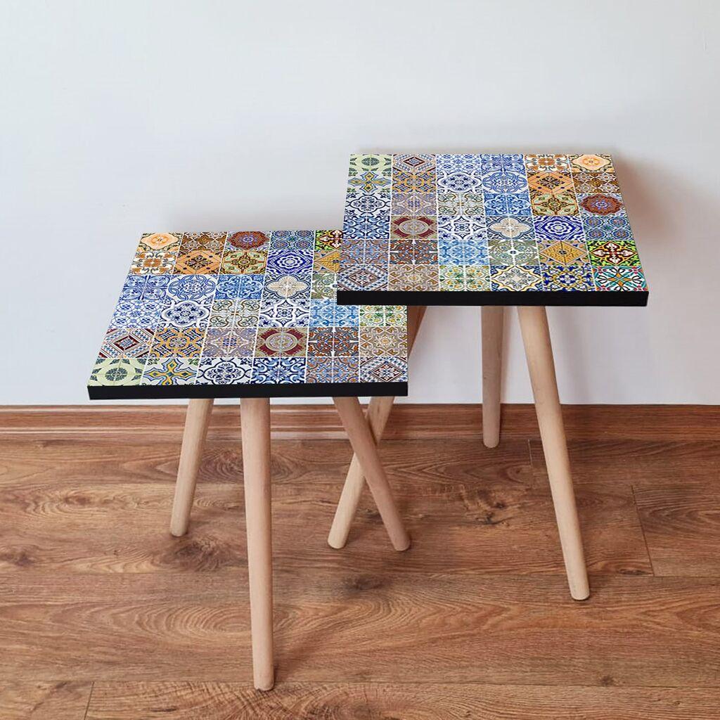 Hanah Home Set klub stočića 2Shp200, 2 komada, Šareni
