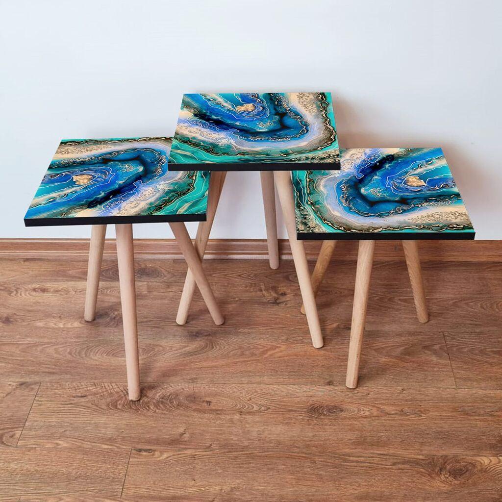 Hanah Home Set klub stočića 3Shp281, 3 komada, Šareni