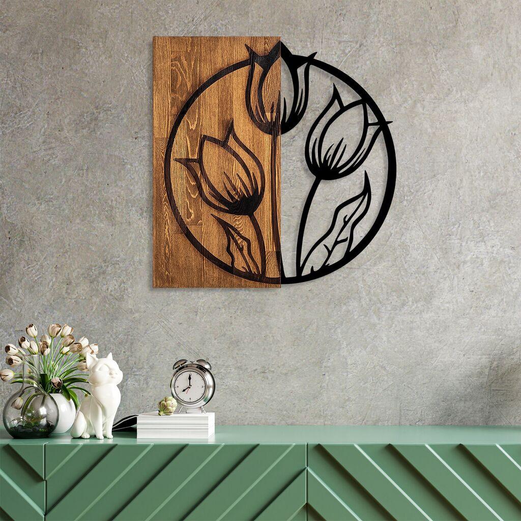 Wallity Zidna dekoracija Tulips, 56x57 cm, Crna