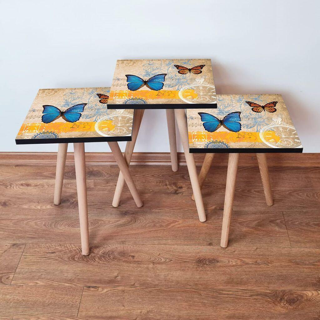 Hanah Home Set klub stočića 3Shp58, 3 komada, Šareni