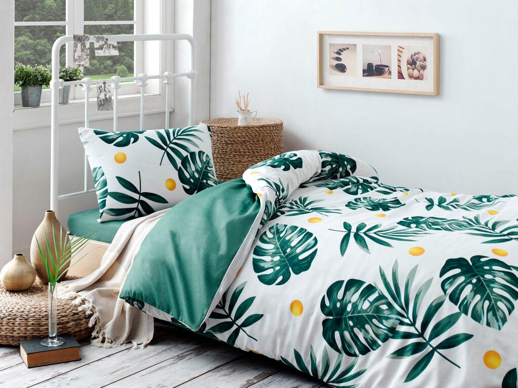 L'essentiel Maison Komplet posteljine Monstera, 160x220cm, Zelena