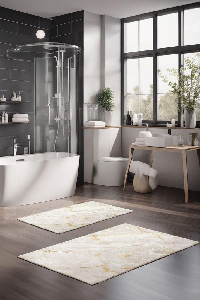 L'essentiel Maison Set prostirki za kupatilo CT-5039, 2 Komada, Bela