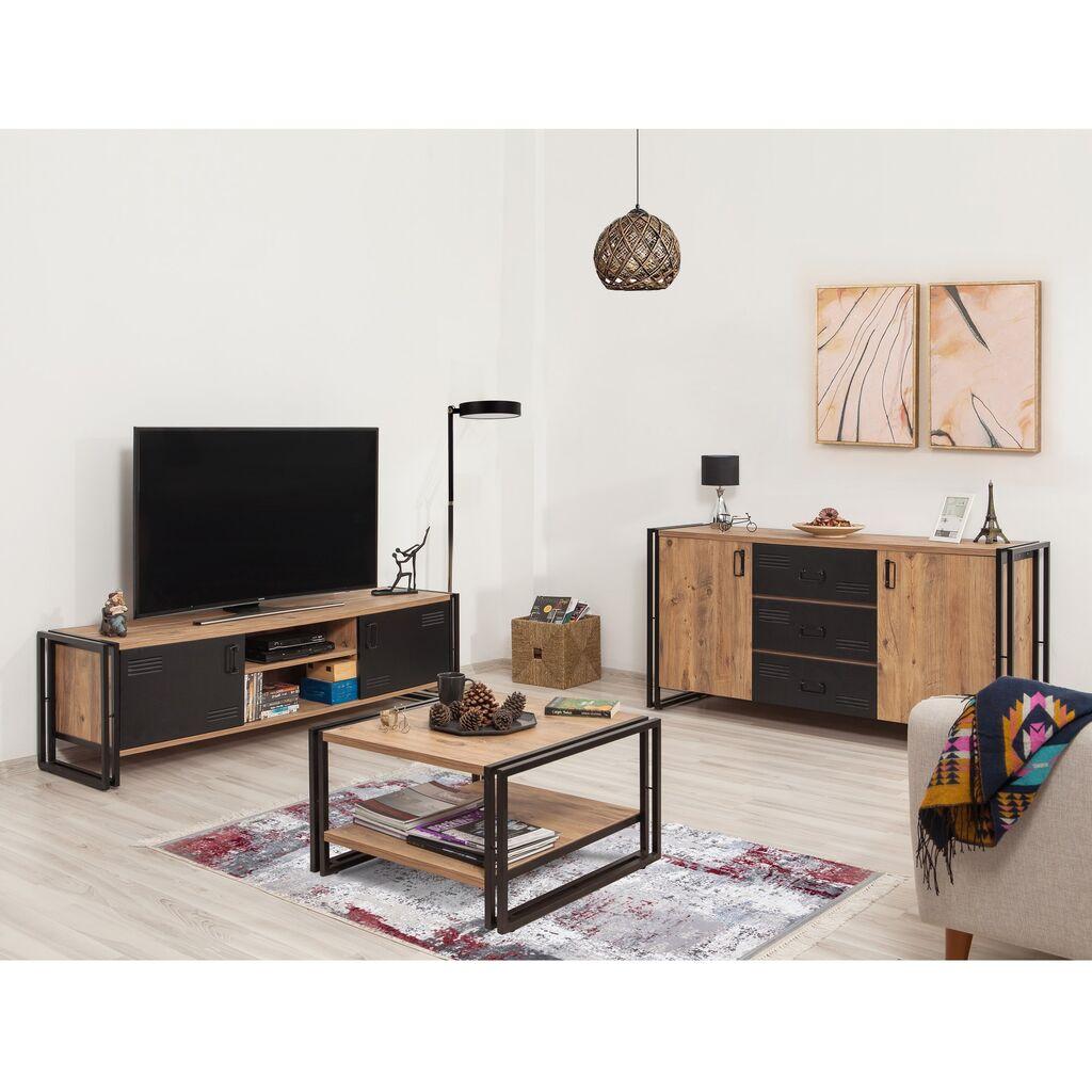Hanah Home Set nameštaja za dnevnu sobu COSMO-TKM.1, Braon-crni