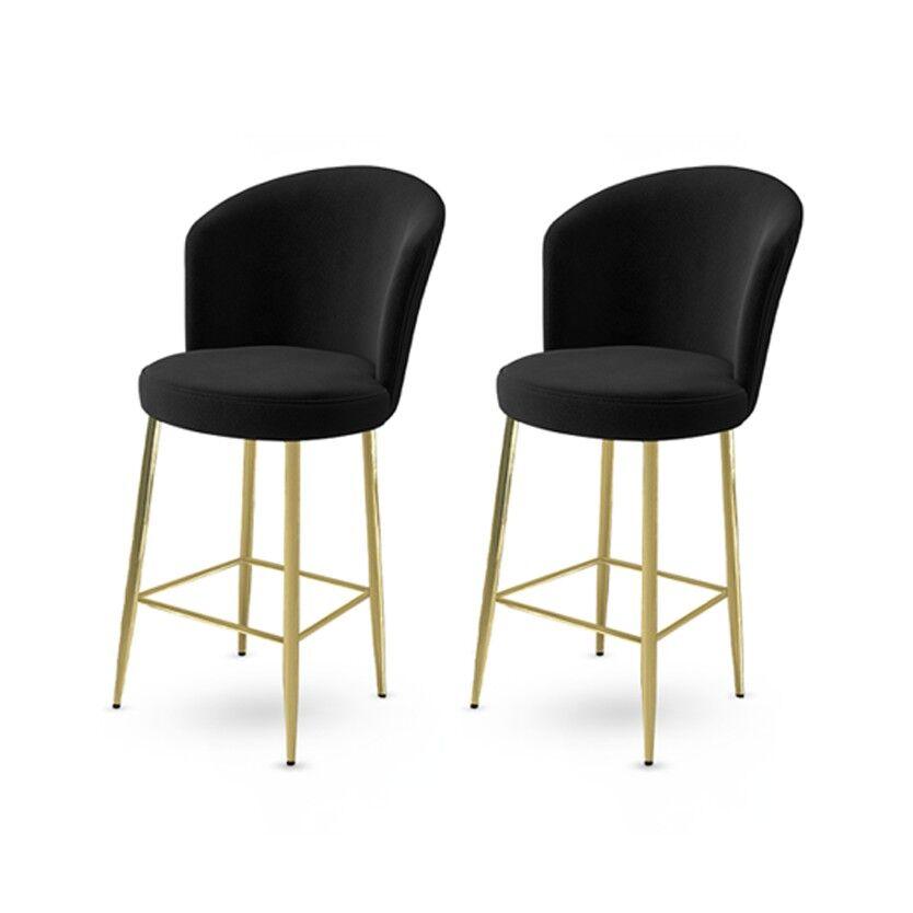 Hanah Home Set barskih stolica Fora, 2 komada, Crno-zlatni