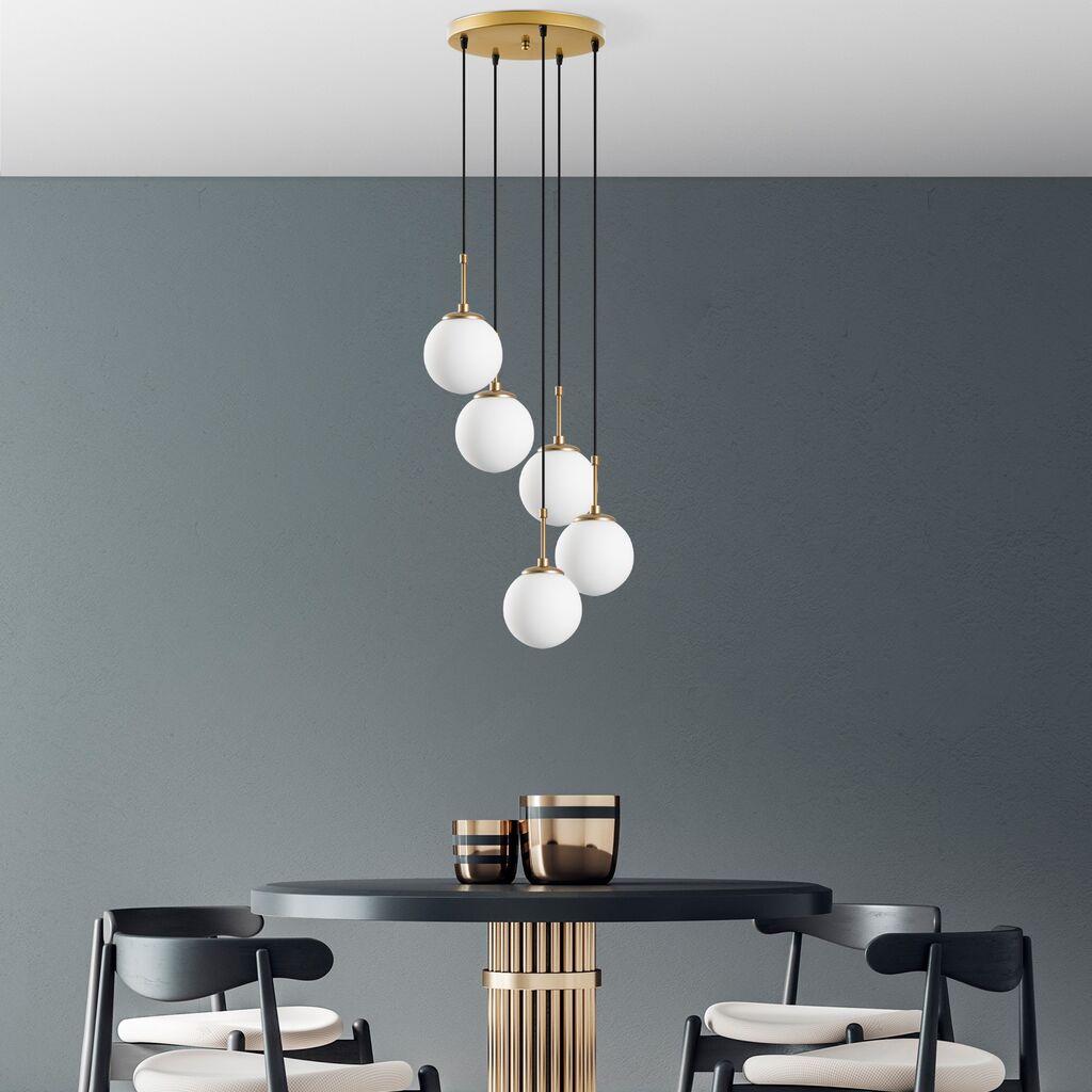 Opviq Luster Orbital-15-14017, 40x40x115cm, IP20, Zlatno-bele boje