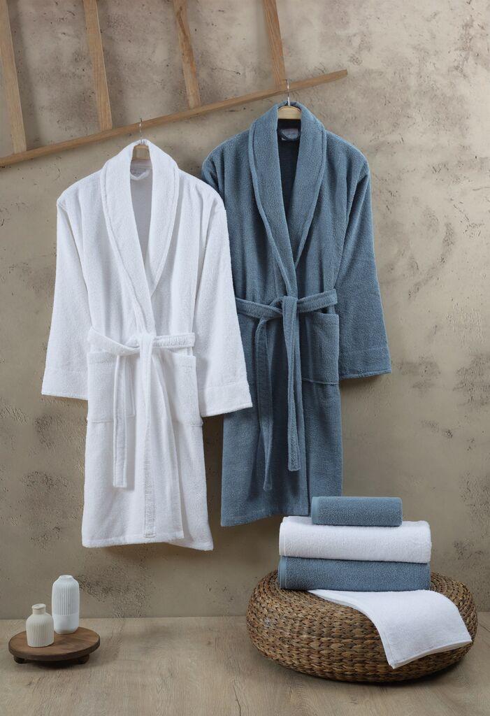L'essentiel Maison Porodični set bademantila sa peškirima Elisa, Belo-plavi