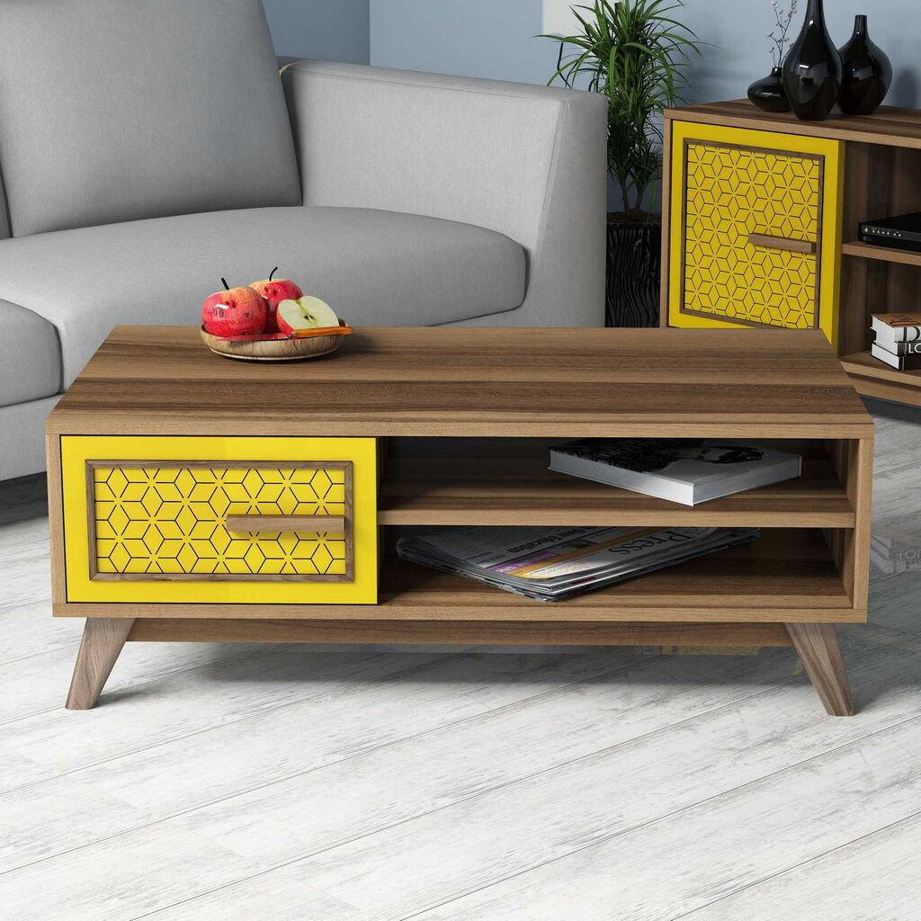 Hanah Home Klub sto Ayla, 105x38.2x60 cm, Smeđe-žuti