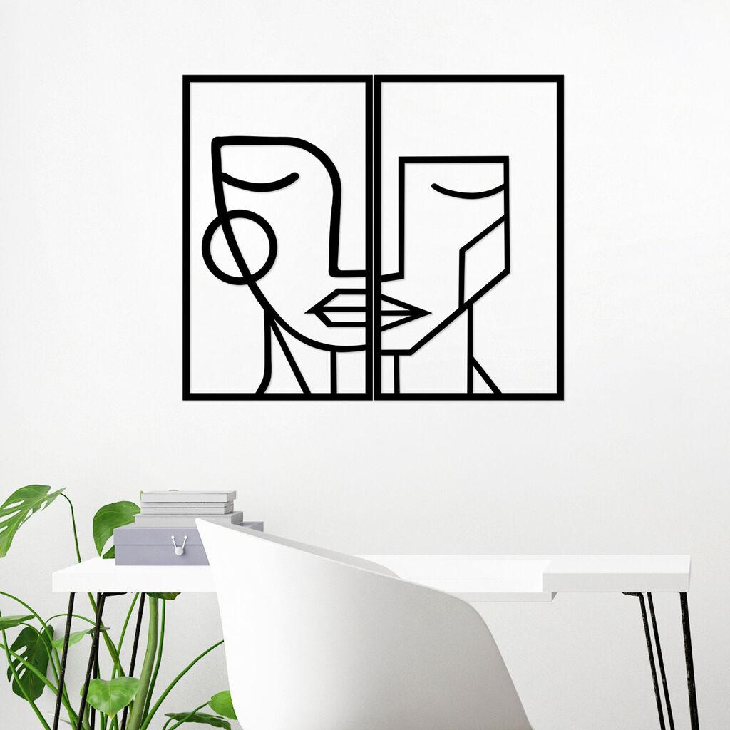 Wallity Zidna dekoracija Woman Face, 39x66cm, 2 komada, Crna