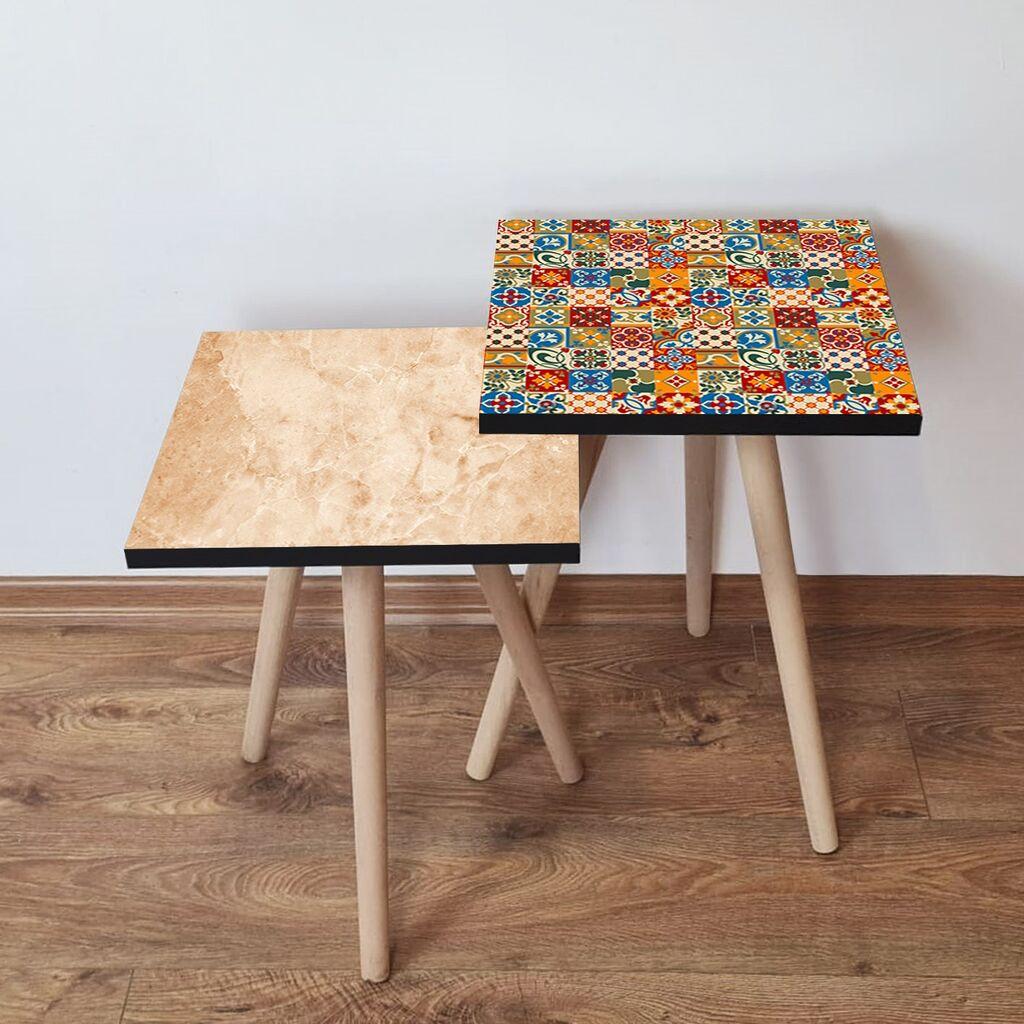 Hanah Home Set klub stočića 2Shp245, 2 komada, Šareni