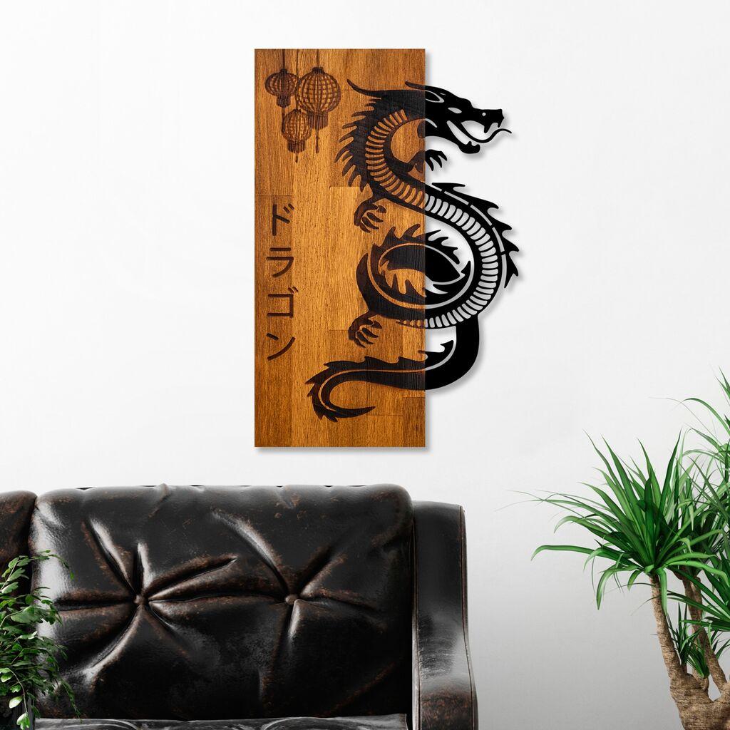 Wallity Zidna dekoracija Dragon, 40x58x3 cm, Crna