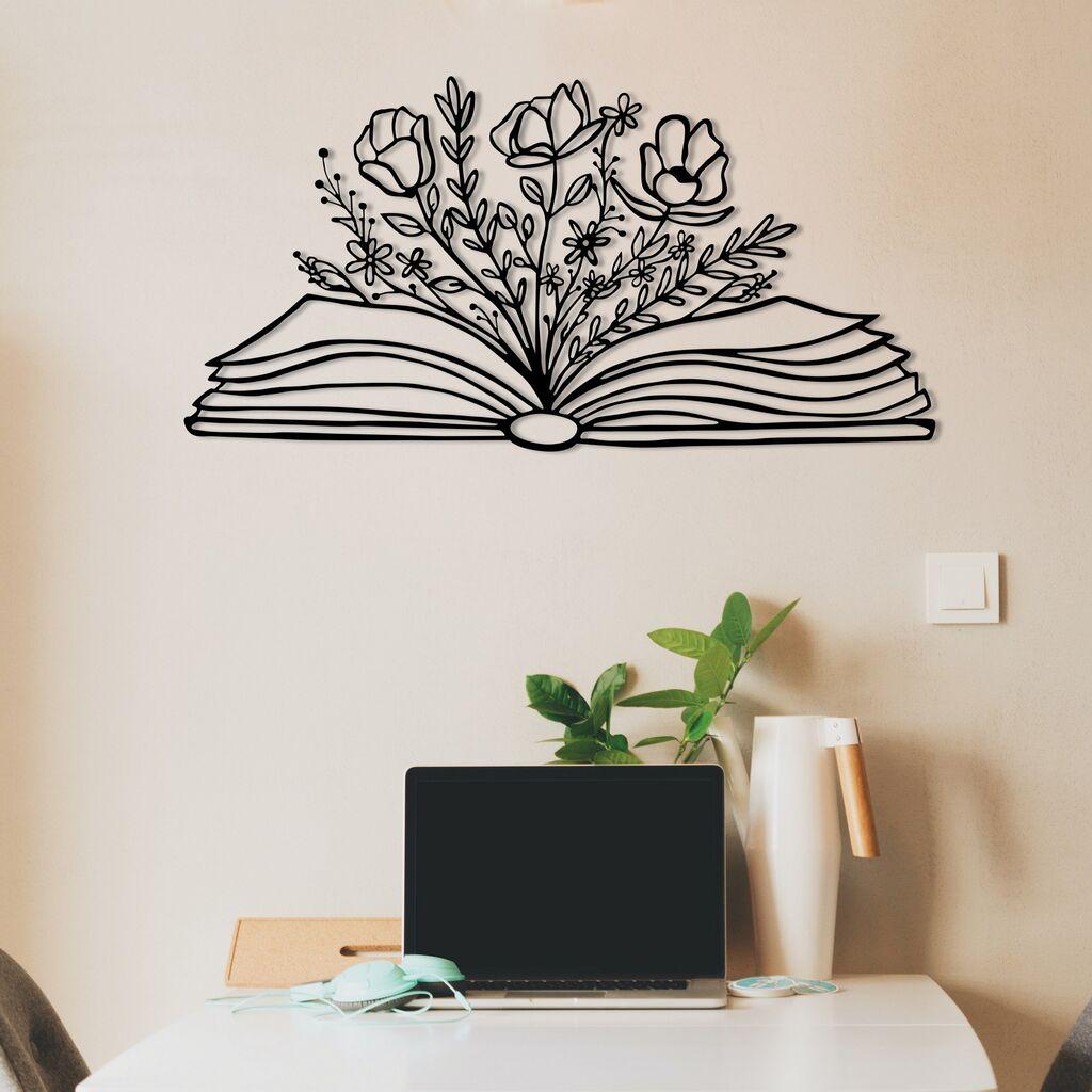 Wallity Zidna dekoracija Culture Flower, 68x34cm, Crna