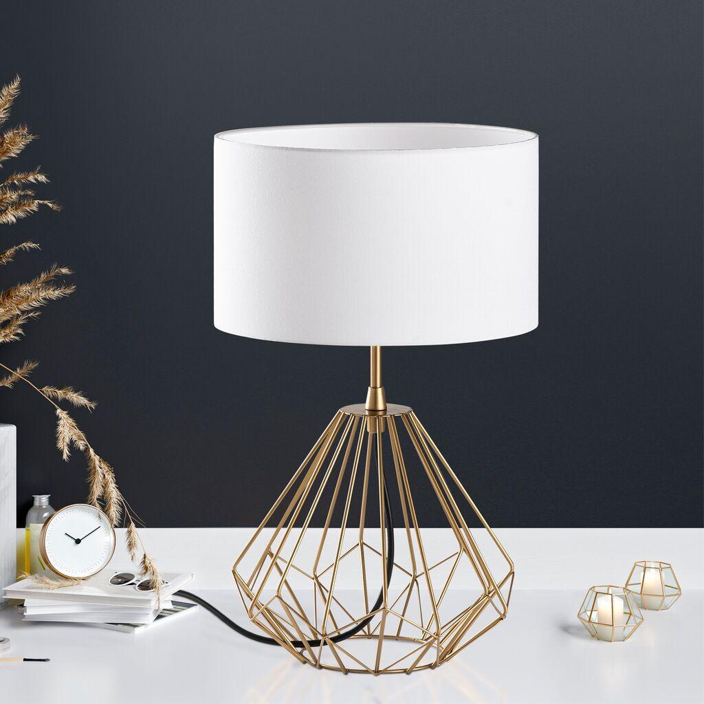 Opviq Stona lampa Diamond-S-711, 25x25x43 cm, IP20, Zlatno-bele boje
