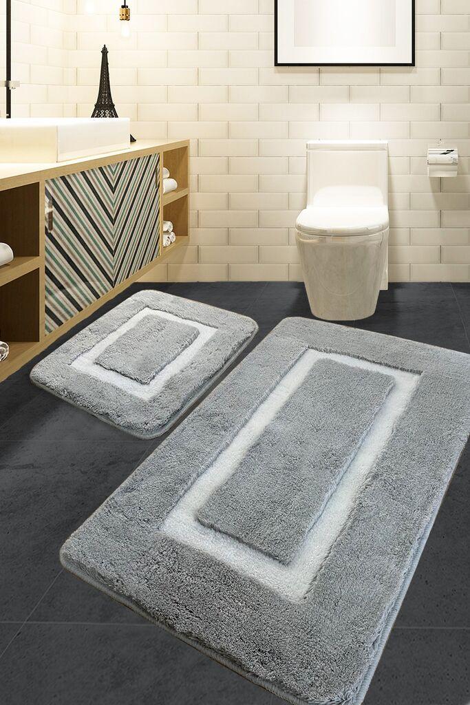 L'essentiel Maison Set 2 prostirke za kupatilo Sivi
