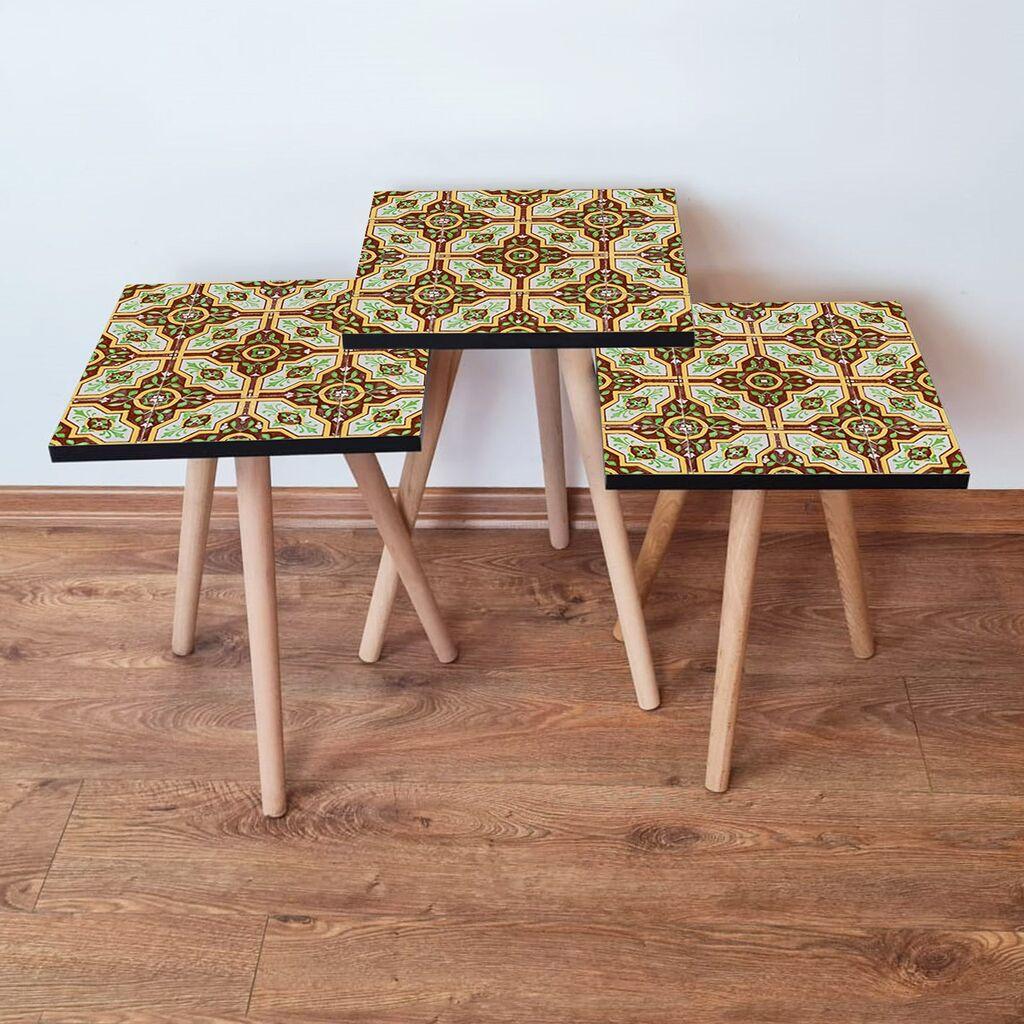 Hanah Home Set klub stočića 3Shp44, 3 komada, Šareni