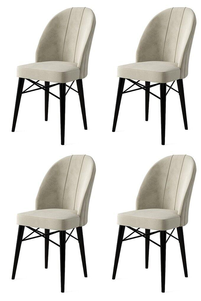Hanah Home Set stolica Ritim, 44x96x42 cm, 4 komada, Krem-crne