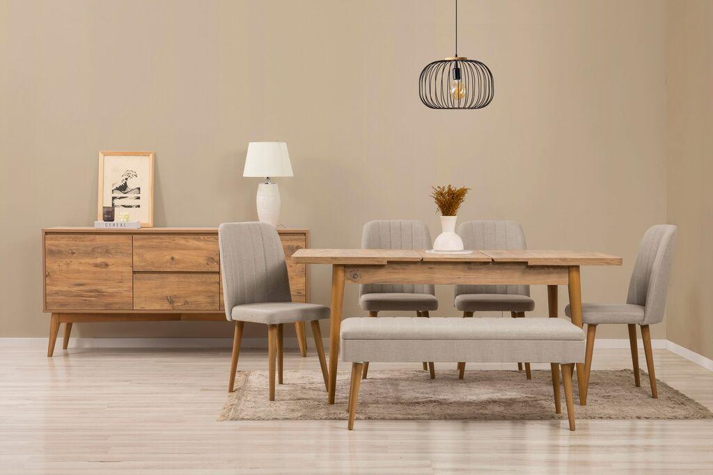 Hanah Home Trpezarijski set Vina Bench 03 1005, 7 delova, Krem