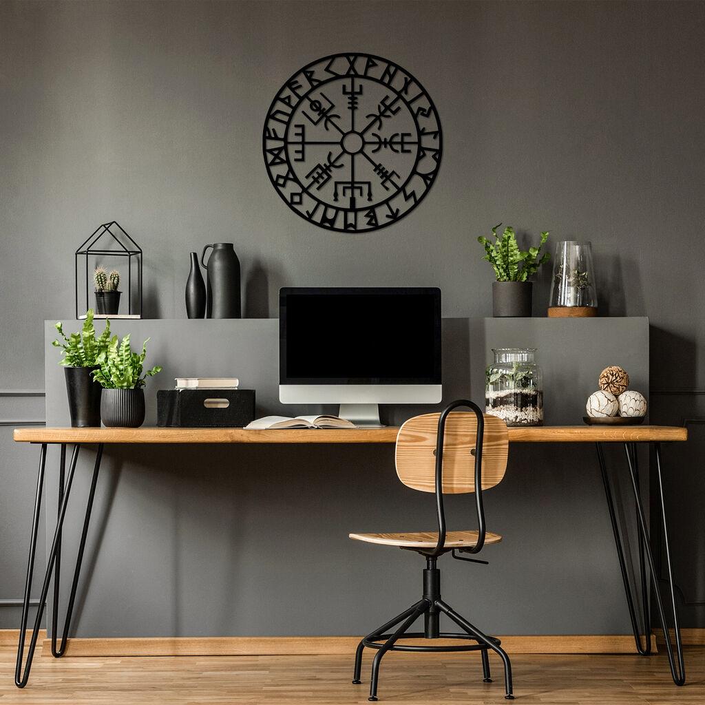 Wallity Zidna dekoracija Vegvisir 6, 62 x 62 cm,  Crna