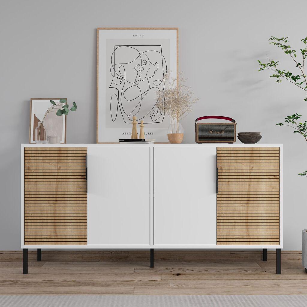 Hanah Home Konzolni sto Zerra, 150x75x36 cm, Belo-hrast boje