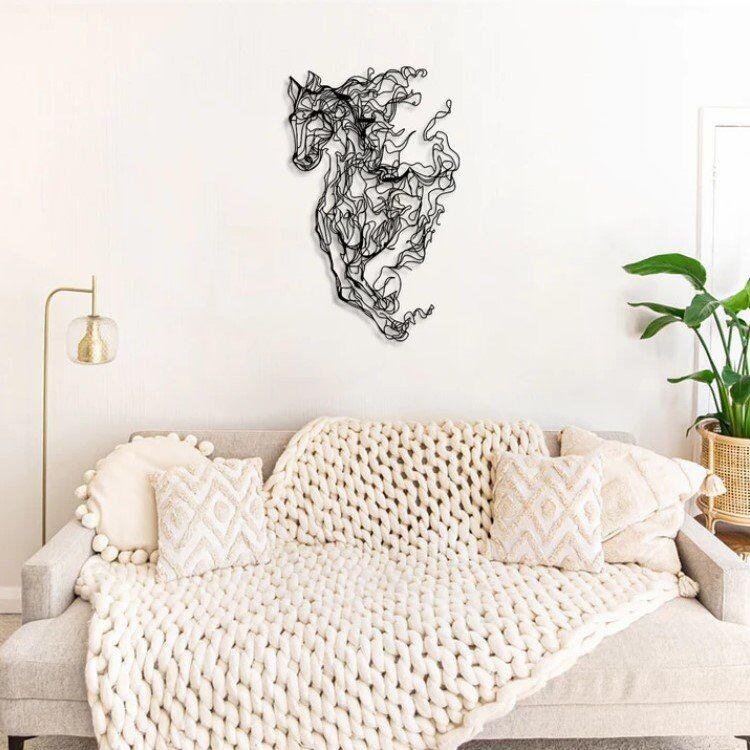 Wallity APT724 v2 Zidna dekoracija Metal Horse Line Art, 99x62cm, Crna