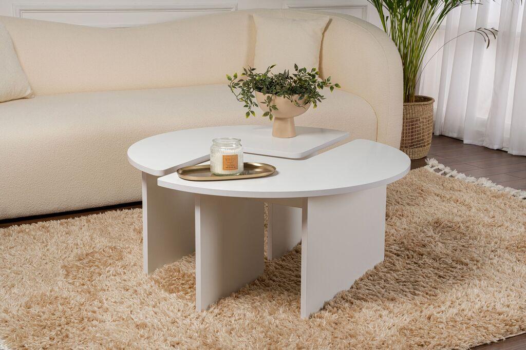 Nordure Klub sto Moira, O90x41cm, Beli