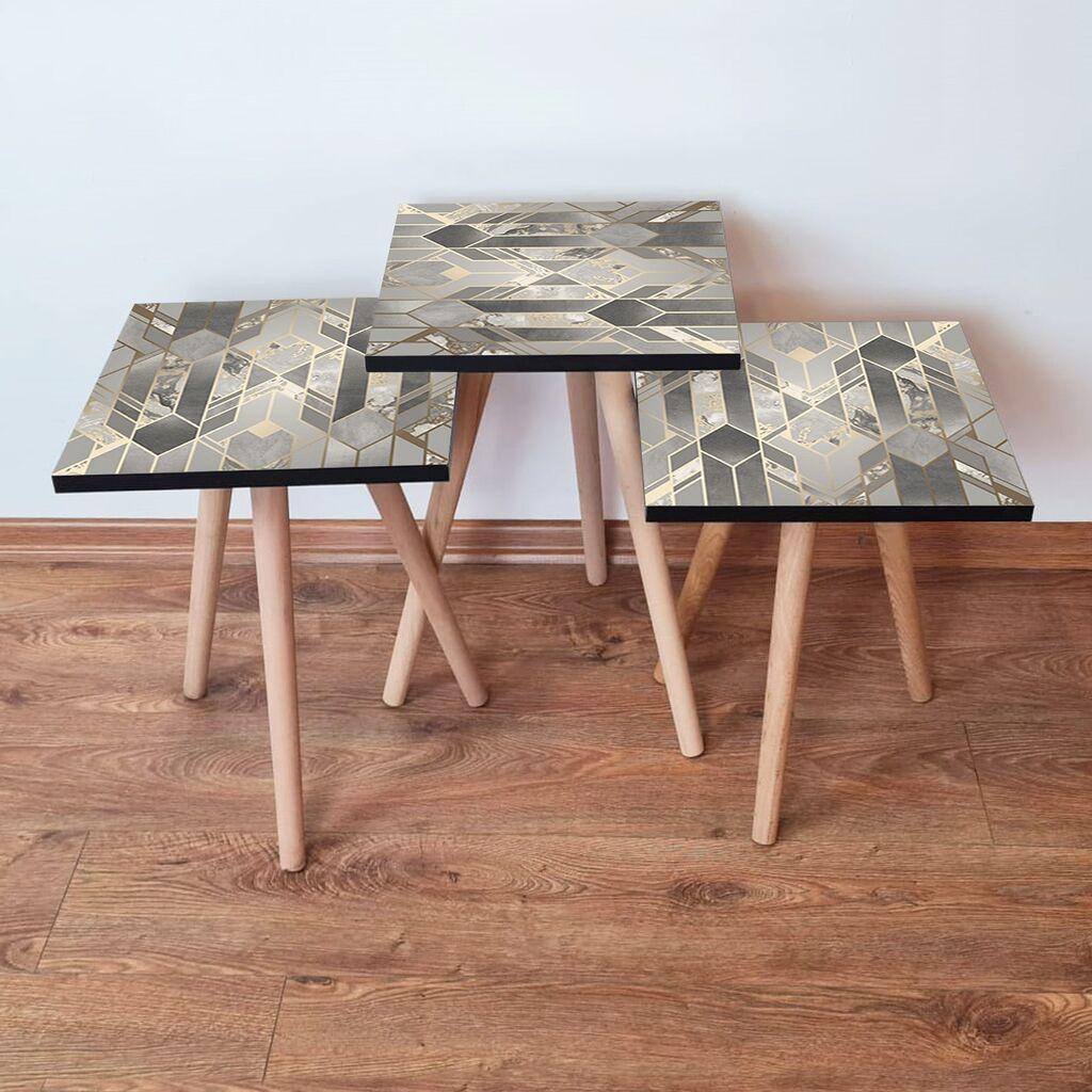 Hanah Home Set klub stočića 3Shp134, 3 komada, Šareni