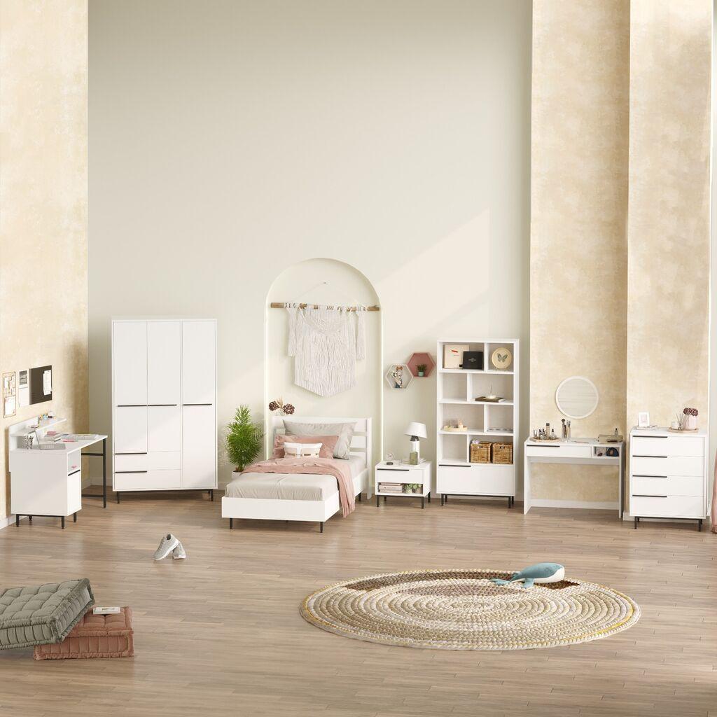 Hanah Home Komplet spavaća soba za tinejdžere ON27-W, Bela