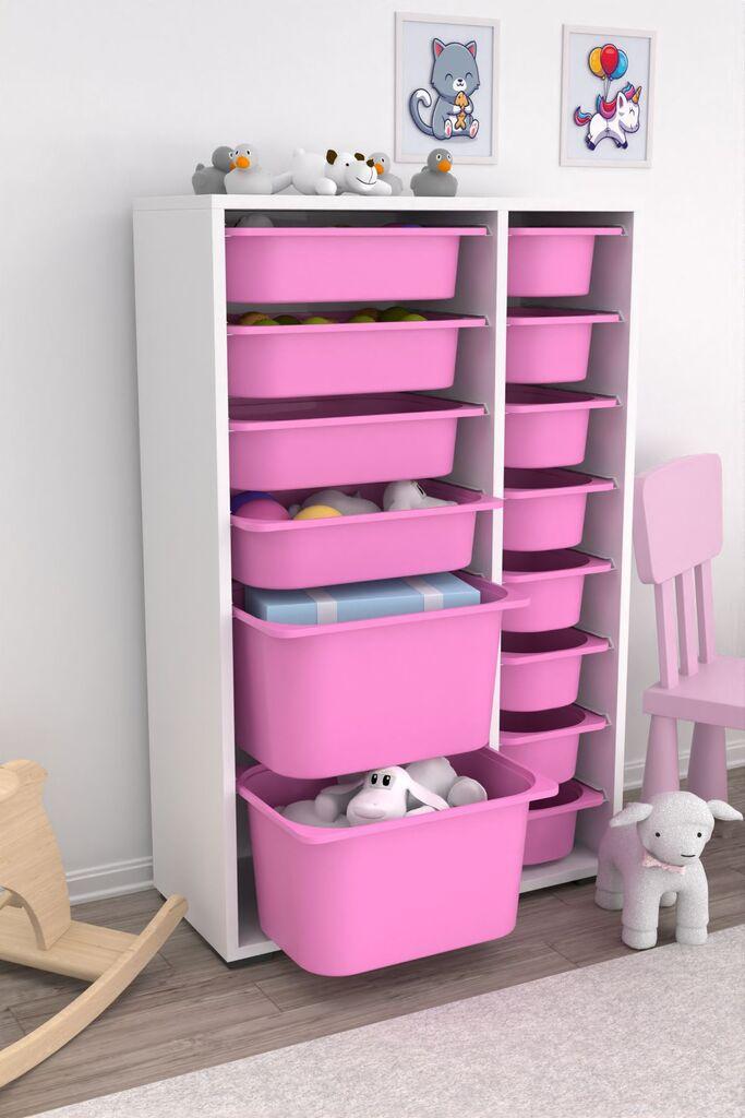 Hanah Home Višenamenska komoda Rine 2D4K8U v2, 69.5 x30 x109 cm, Belo-roze
