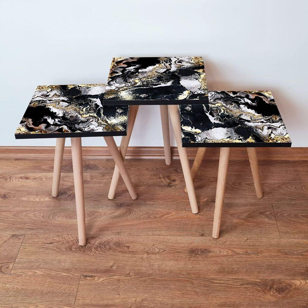 Hanah Home Set klub stočića 3Shp159, 3 komada, Šareni