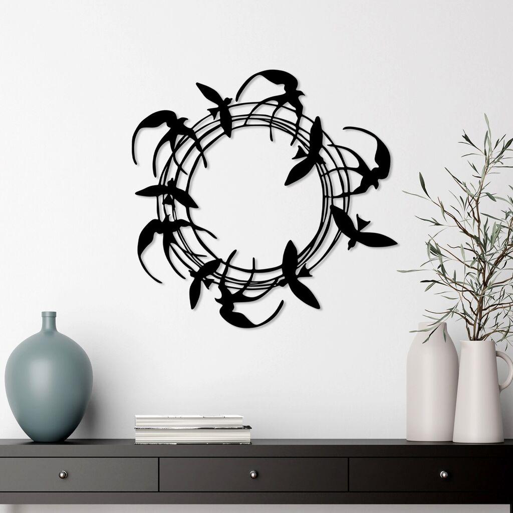 Wallity Zidna dekoracija Spiral Birds 3, 57 x 55 cm,  Crna