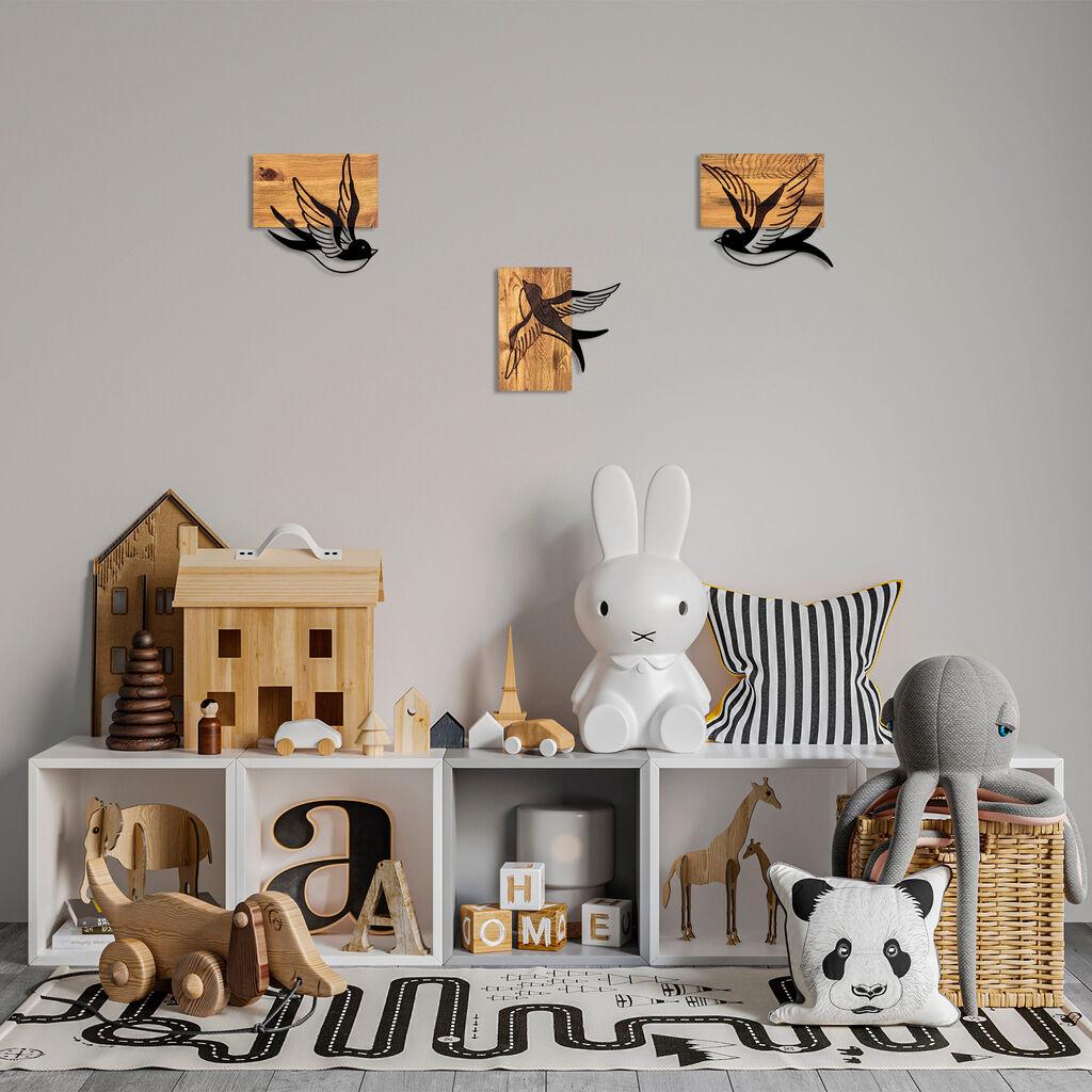 Wallity Zidna dekoracija Free Birds - 333, 25 x 3 x 23 cm,  Crna