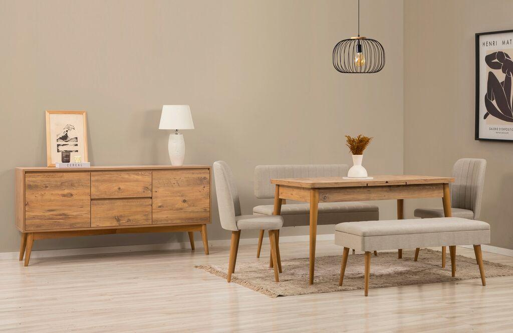 Hanah Home Trpezarijski set Vina Bench 04 1005, 6 delova, Krem