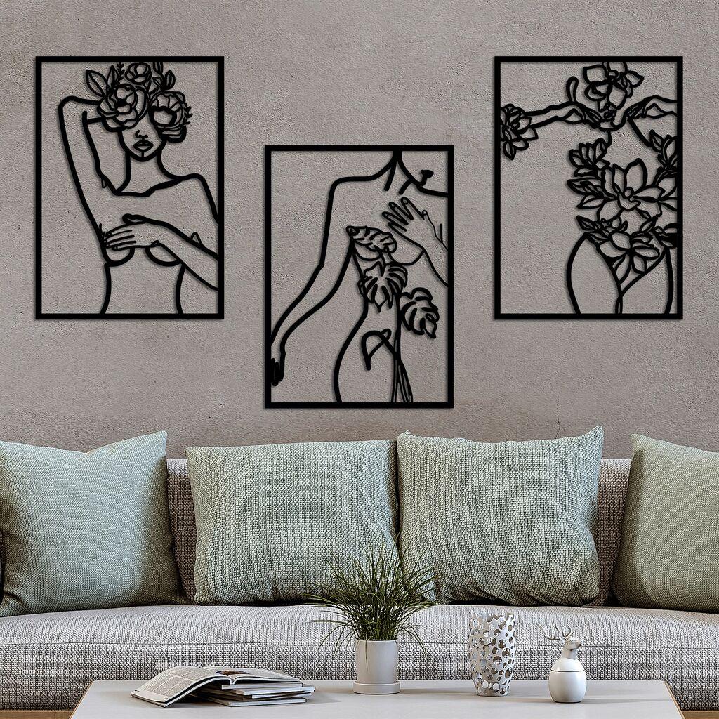 Wallity Zidna dekoracija Metal Nude Women, Crna