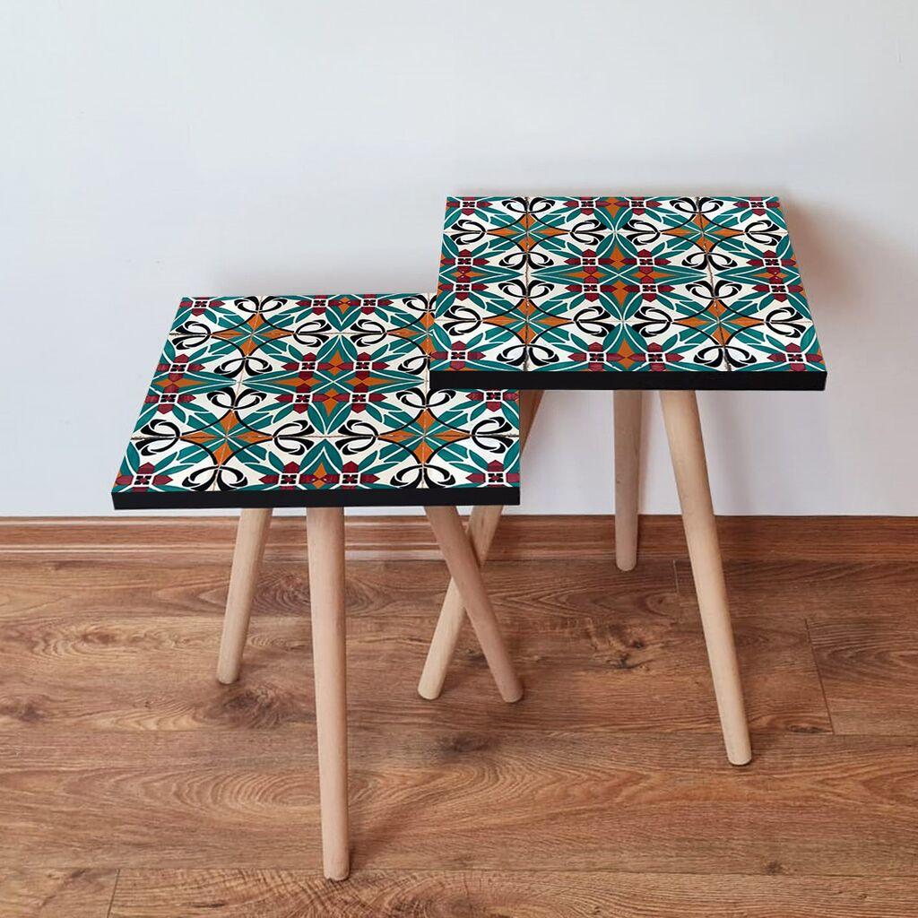 Hanah Home Set klub stočića 2Shp481, 2 komada, Šareni