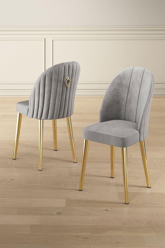 Hanah Home Set stolica Mara, 44x90x42 cm, 2 komada, Zlatno-sive boje