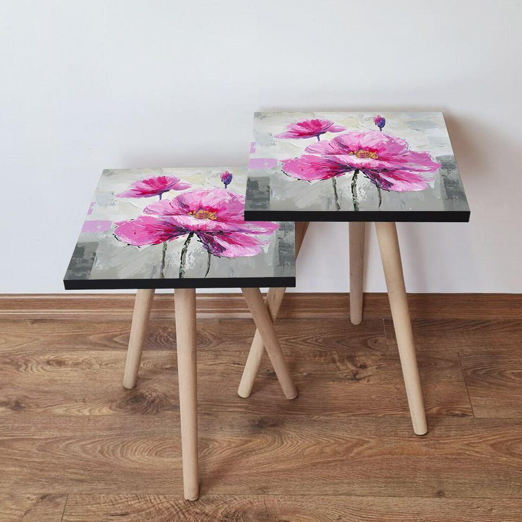 Hanah Home Set klub stočića 2Shp462, 2 komada, Šareni