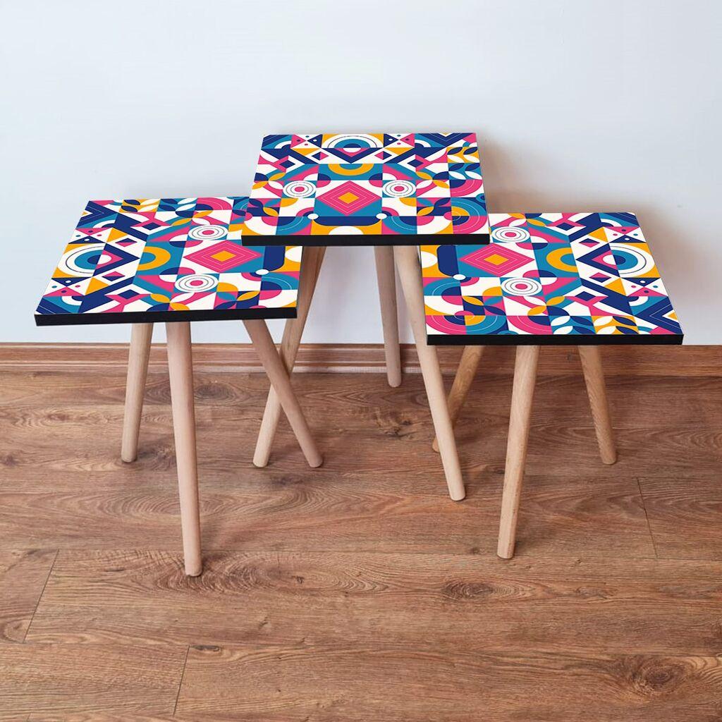 Hanah Home Set klub stočića 3Shp215, 3 komada, Šareni